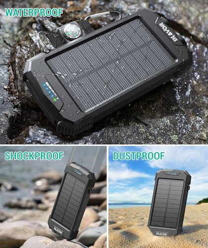 BLAVOR Solar Charger Power Bank 10,000mAh, Wireless, 20W USB-C S38060