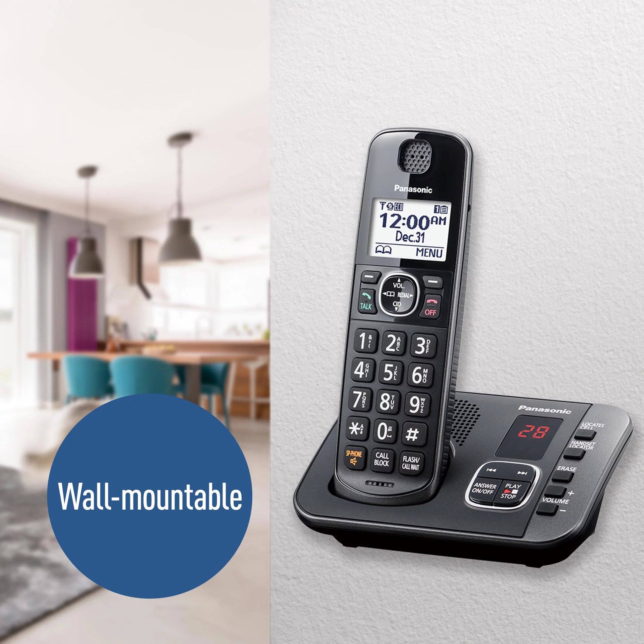 Panasonic 3-Handset Expandable Cordless Phone with Answering System - KX-TG3833M Z508697