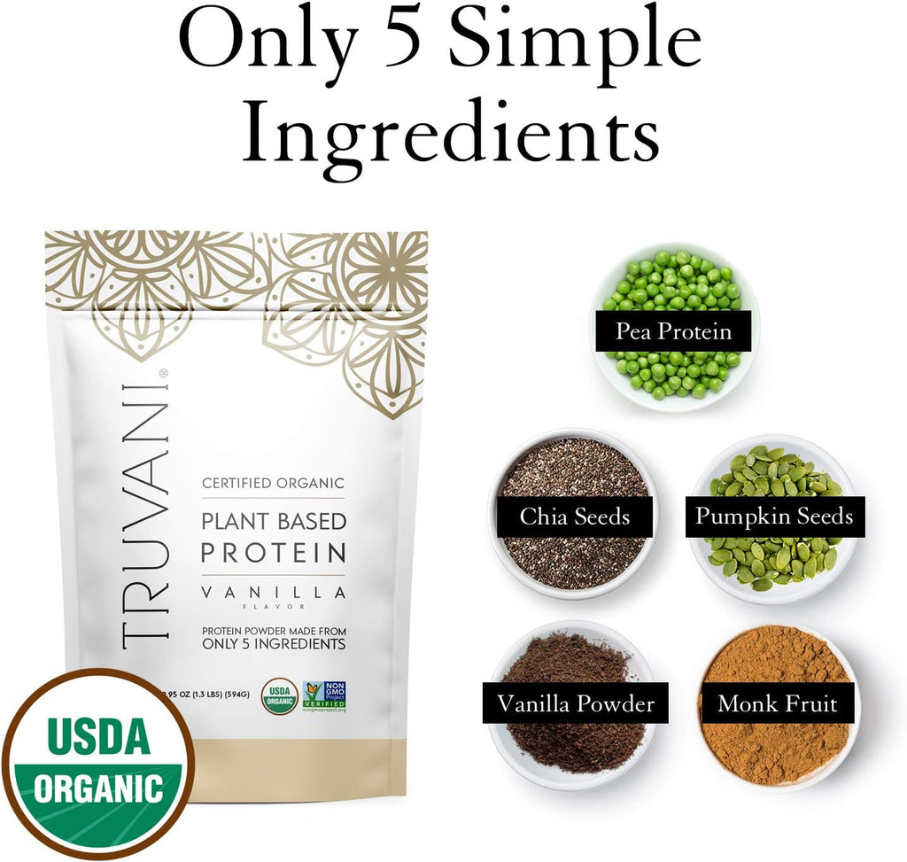 Truvani Plant Based Protein Powder Vanilla 20.9oz Pack of 2 T658