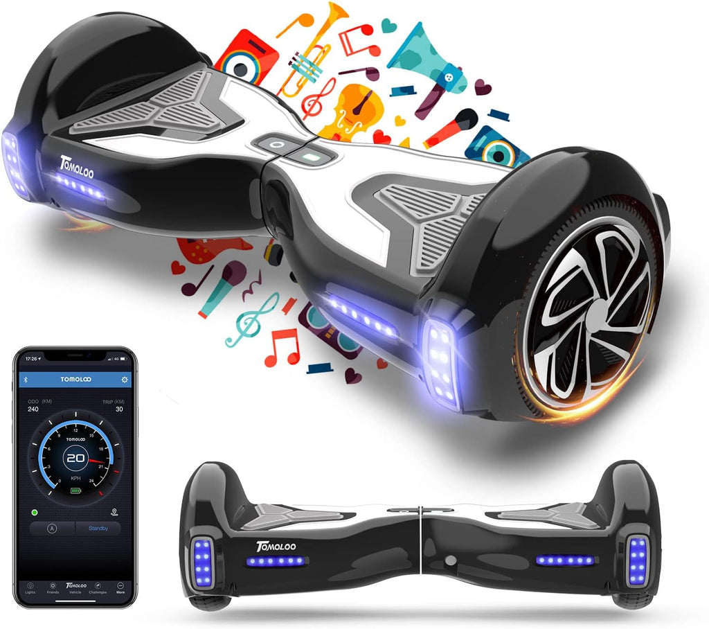 TOMOLOO Hoverboard for Kids and Adults,6.5" Hoverboard with Bluetooth Speaker and Colorful LED lights,Self Balancing Scooters App Controlled Longtime Hoverboards Ul2272 Certified