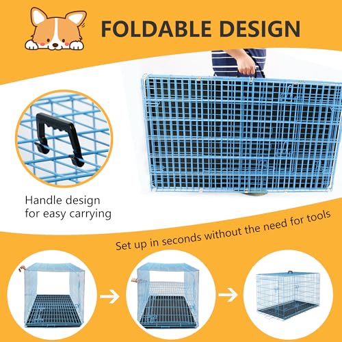 FDW Dog Crate for Large Dogs 48 Inch Folding Metal Wire Cage Double Door N1299