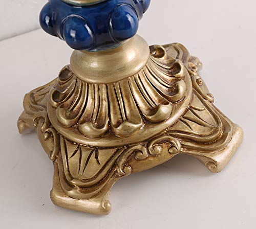 Victorian Table Lamp Blue Fabric Shade Resin Body 21.6 in H J9111