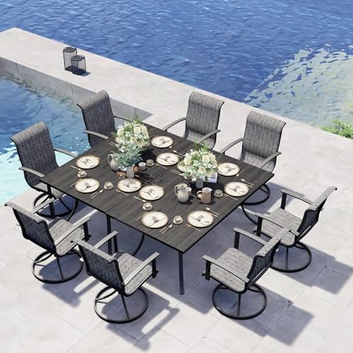 7-Piece Patio Dining Set for 6 with Swivel Chairs and Rectangular Table P2318