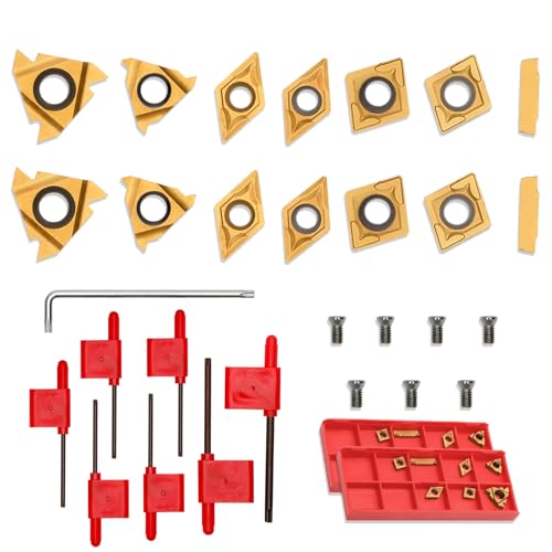 Indexable Lathe Turning Tool 21Pcs Kit 3/8'' 10mm Shank with Carbide Inserts Z5376