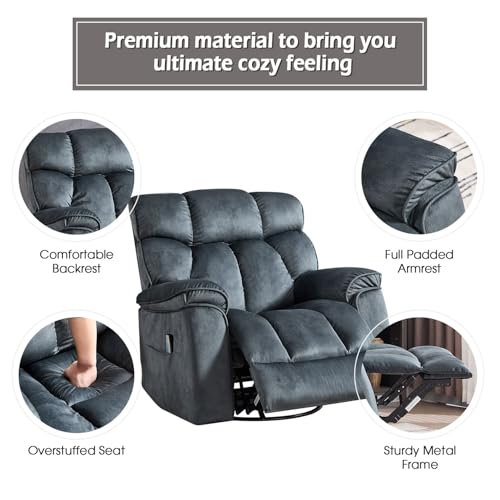 INZOY Massage Swivel Rocker Recliner with Heat and Vibration, Brown G989