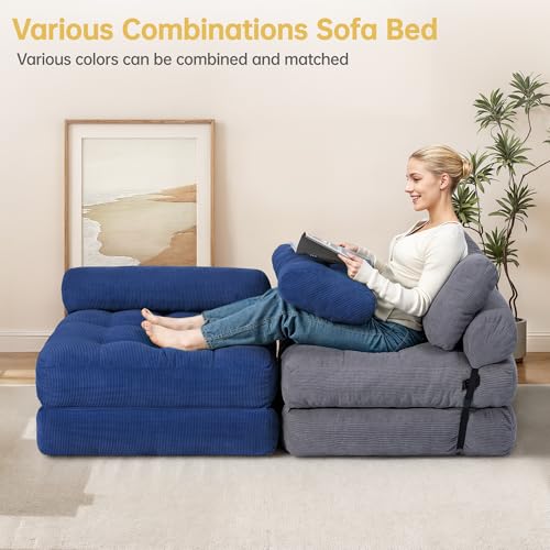 Folding Sofa Bed Convertible Sleeper Chair with Pillow, Grey L546
