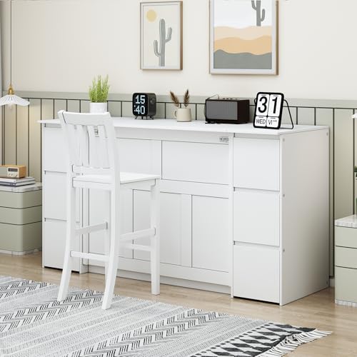 Full Size Murphy Bed with Drawers, Cabinets and USB Ports, Gray D589081