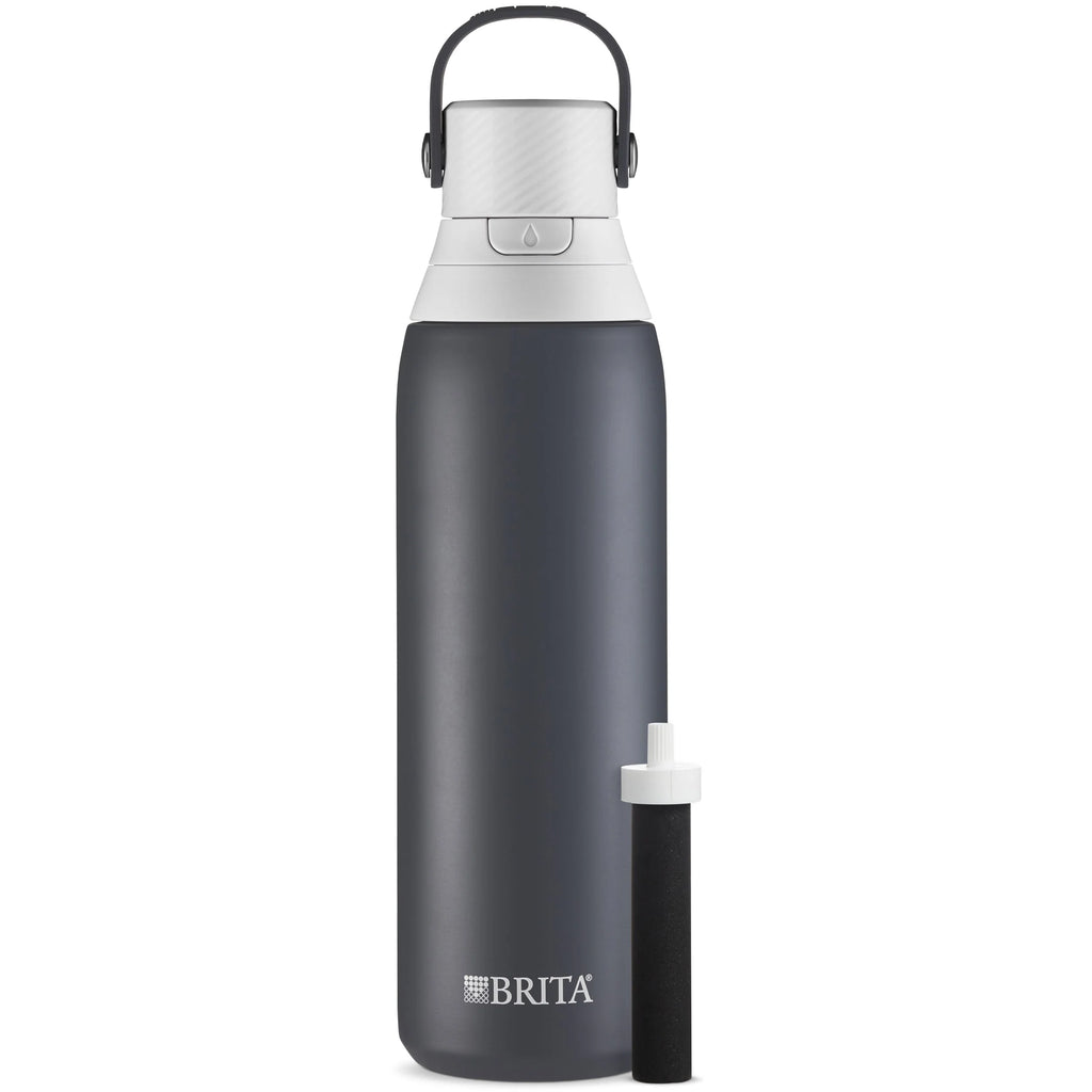 Brita 20 oz Carbon Premium Stainless Steel Leak Proof Filtered Insulated Water Bottle with Straw