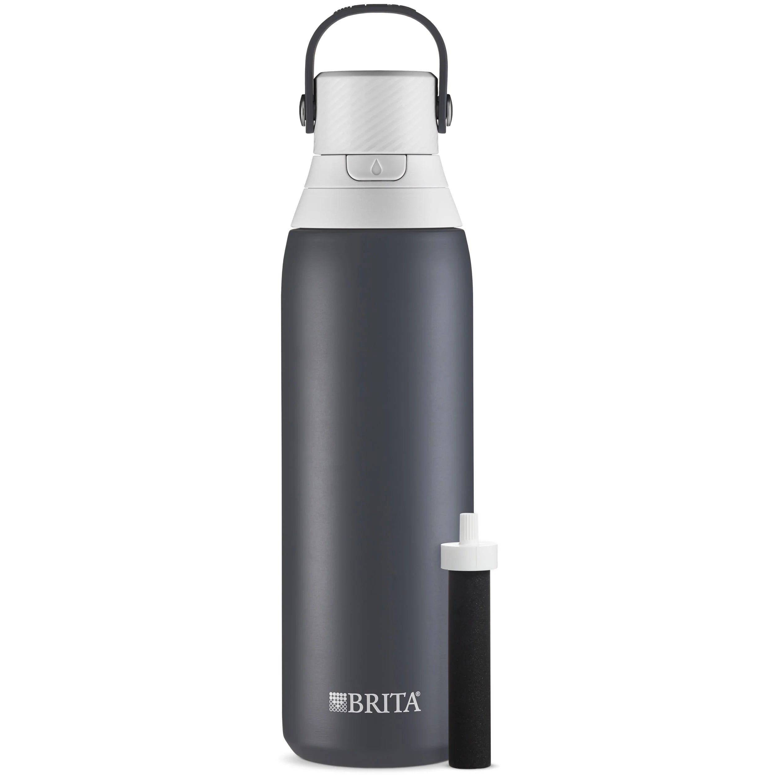 Brita 20 oz Carbon Premium Stainless Steel Leak Proof Filtered Insulated Water Bottle with Straw