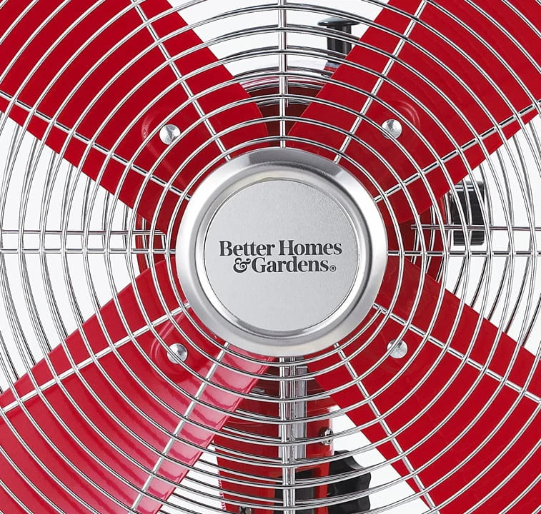 Better Homes & Gardens 16 inch Adjustable Oscillating Metal Stand Fan, Red O2097