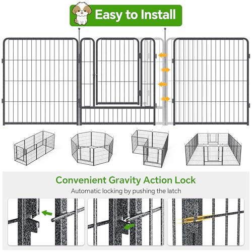 Mr Ironstone Dog Playpen 40" Height 8 Panels Portable Foldable Indoor Outdoor Pet Fence D44635