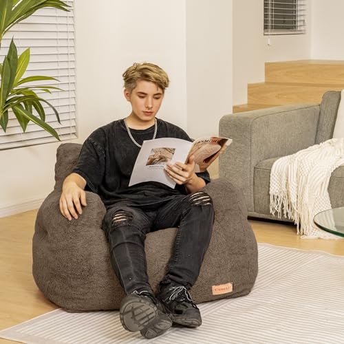Bean Bag Chair with Filler, Tufted Soft Stuffed, Black B61630