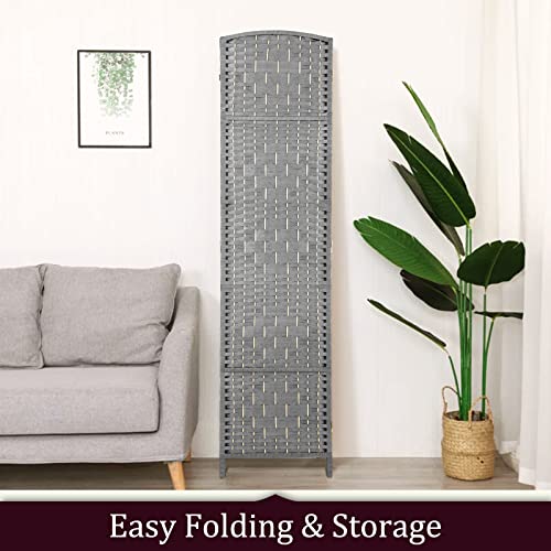Rose Home Fashion 6 ft Tall Room Divider 4 Panel Folding Privacy Screen, Dark Coffee C8634