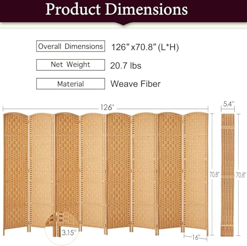 Rose Home Fashion 6 ft Tall Room Divider 4 Panel Folding Privacy Screen, Dark Coffee C8634