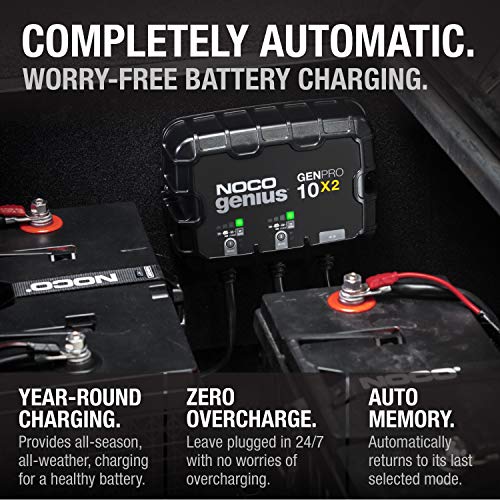NOCO Genius GENPRO10X2 2-Bank 20A Onboard Battery Charger for Marine Lead-Acid & Lithium Batteries F5742