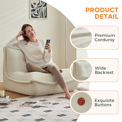 Giant Bean Bag Chair Sofa with Memory Foam for Adults and Kids, Caramel X927258