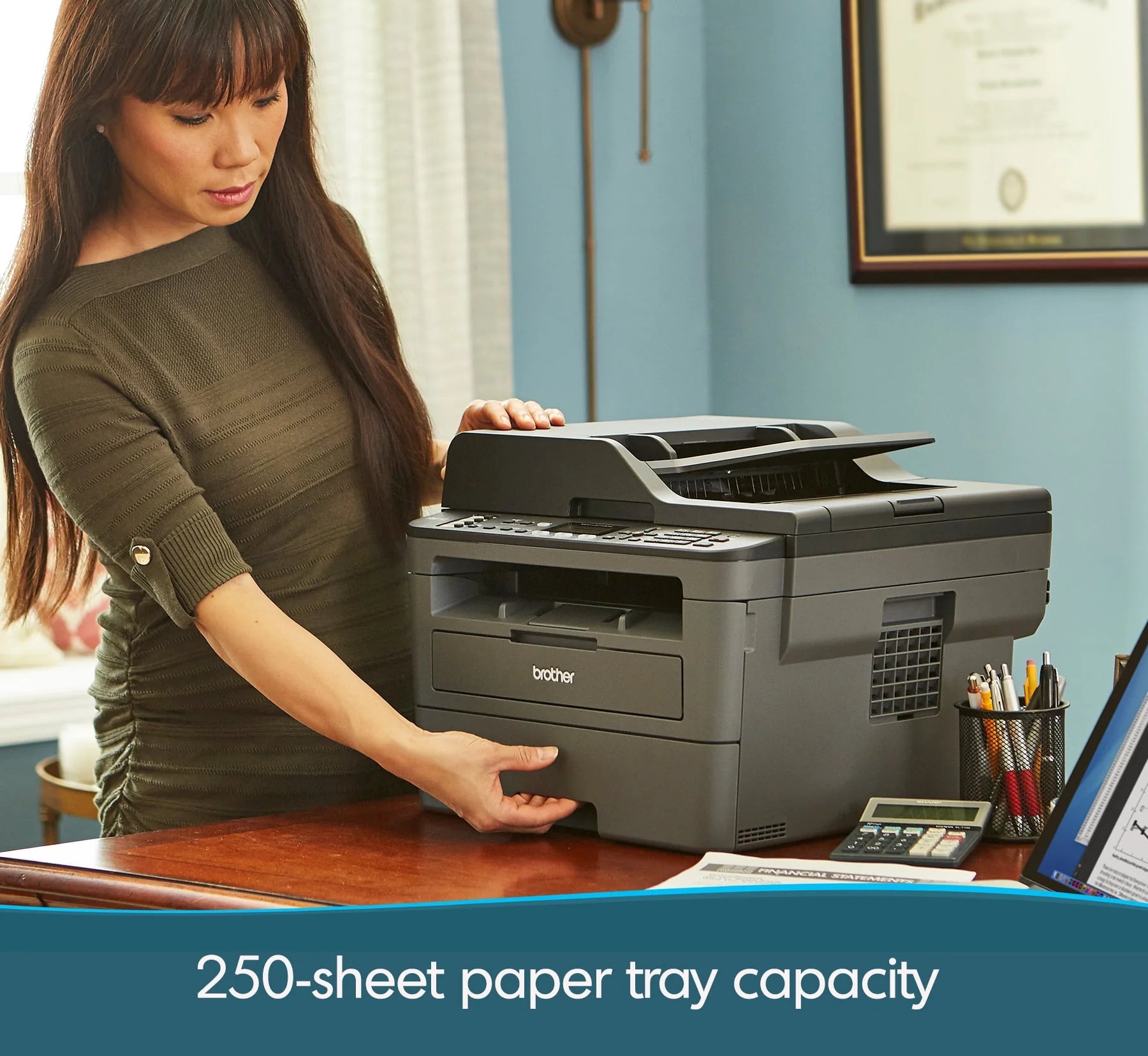 Brother MFC-L2710DW Monochrome Laser All-in-One Printer, Wireless Duplex H19542