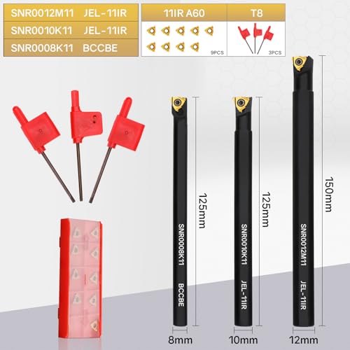 Indexable Lathe Turning Tool 21Pcs Kit 3/8'' 10mm Shank with Carbide Inserts Z5376