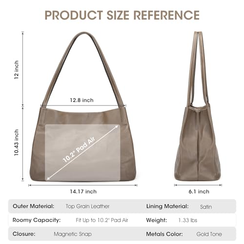 Kattee Leather Tote Bag for Women, Casual Shoulder Hobo Purse with Magnetic Snap Closure U606