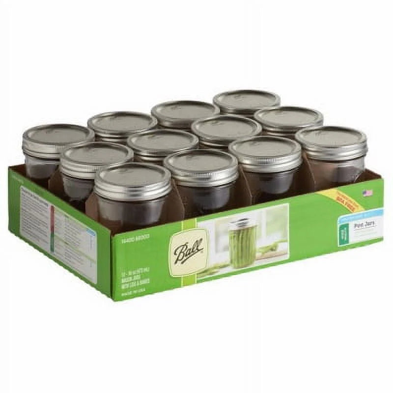 Ball Glass Mason Jars with Lids & Bands, Wide Mouth, 16 oz, 12 Count V563859