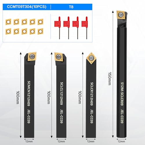 Indexable Lathe Turning Tool 21Pcs Kit 3/8'' 10mm Shank with Carbide Inserts Z5376