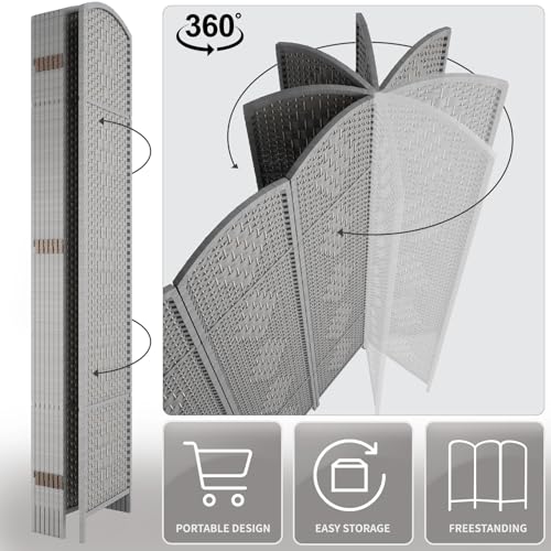Rose Home Fashion 6 ft Tall Room Divider 4 Panel Folding Privacy Screen, Dark Coffee C8634