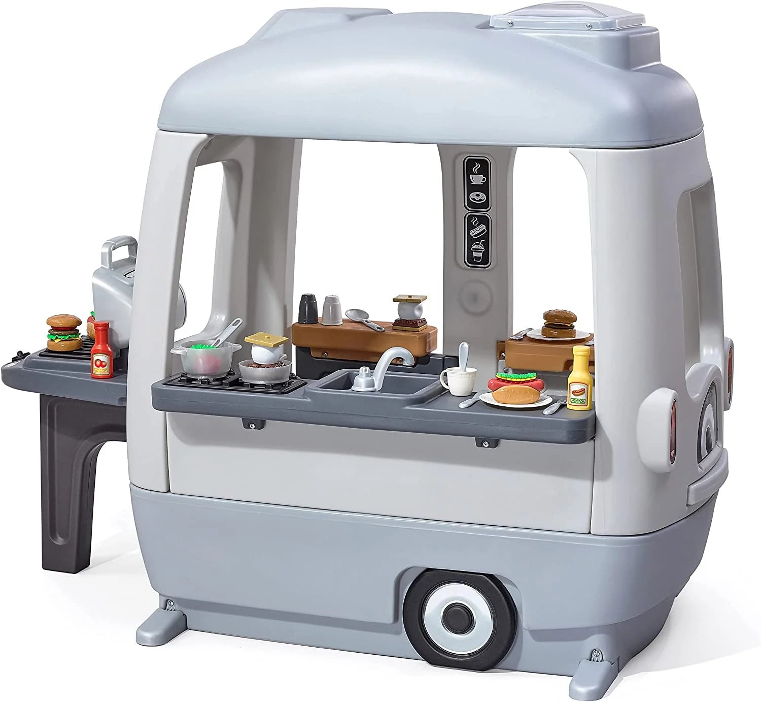 Step2 Adventure Camper Toddler Outdoor Playhouse with 50pc Accessory Set, Gray M25663