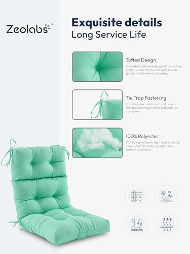Outdoor High Back Chair Cushion Water Resistant Tufted with Ties Purple P961