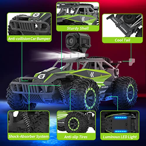 DEERC DE65 Remote Control Car with 1080P HD Camera, 1:16 Scale RC Monster Truck P9812