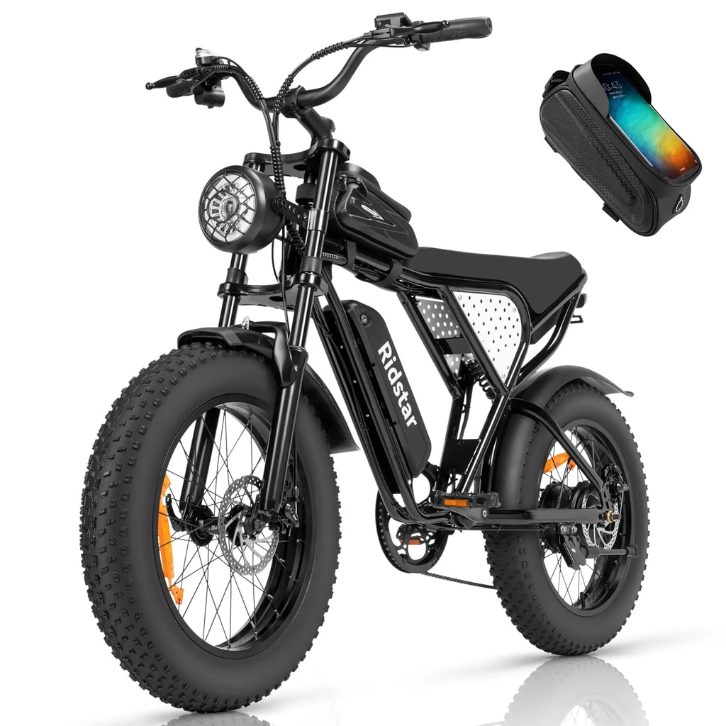 Electric Bike for Adults Ridstar, 20 Fat Tire Electric Motorcycle,1000W Electric Bike with Removable 48V/20Ah Battery E-Bike Shimano 7 Full Suspension Electric Bicycle