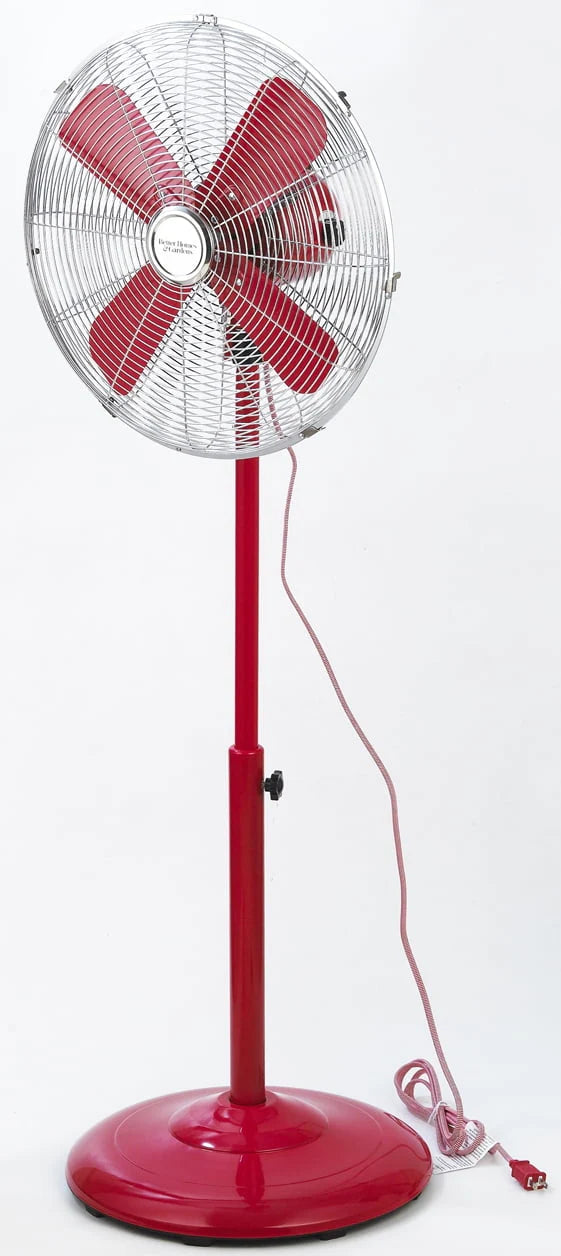 Better Homes & Gardens 16 inch Adjustable Oscillating Metal Stand Fan, Red O2097