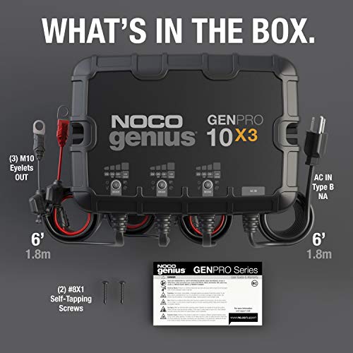 NOCO Genius GENPRO10X3 3-Bank 30A Onboard Battery Charger 12V Waterproof Marine M642972