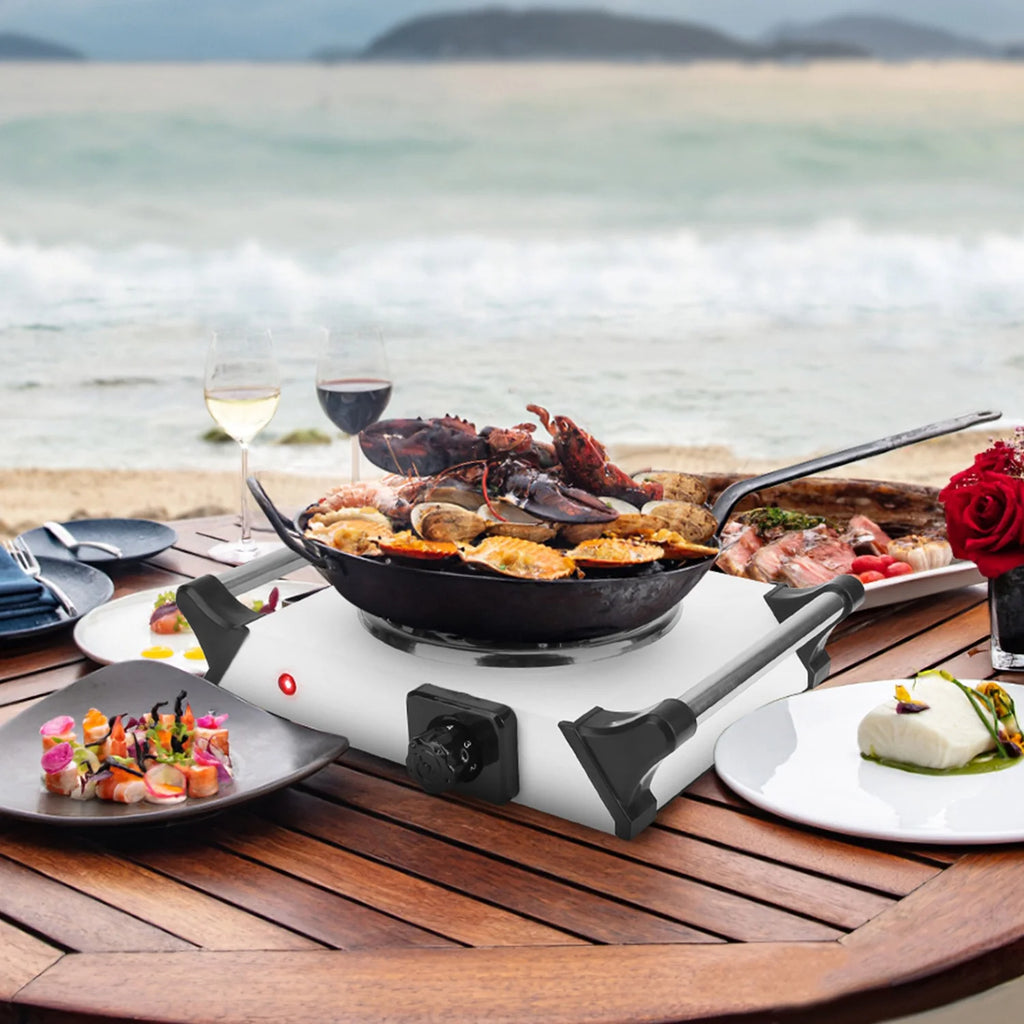 iMounTEK 1000W Electric Single Burner Portable Hot Plate with 5 Temperature Adjustments, White A6018