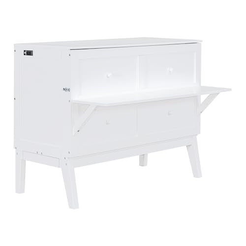 Full Size Murphy Bed with Drawers, Cabinets and USB Ports, Gray D589081