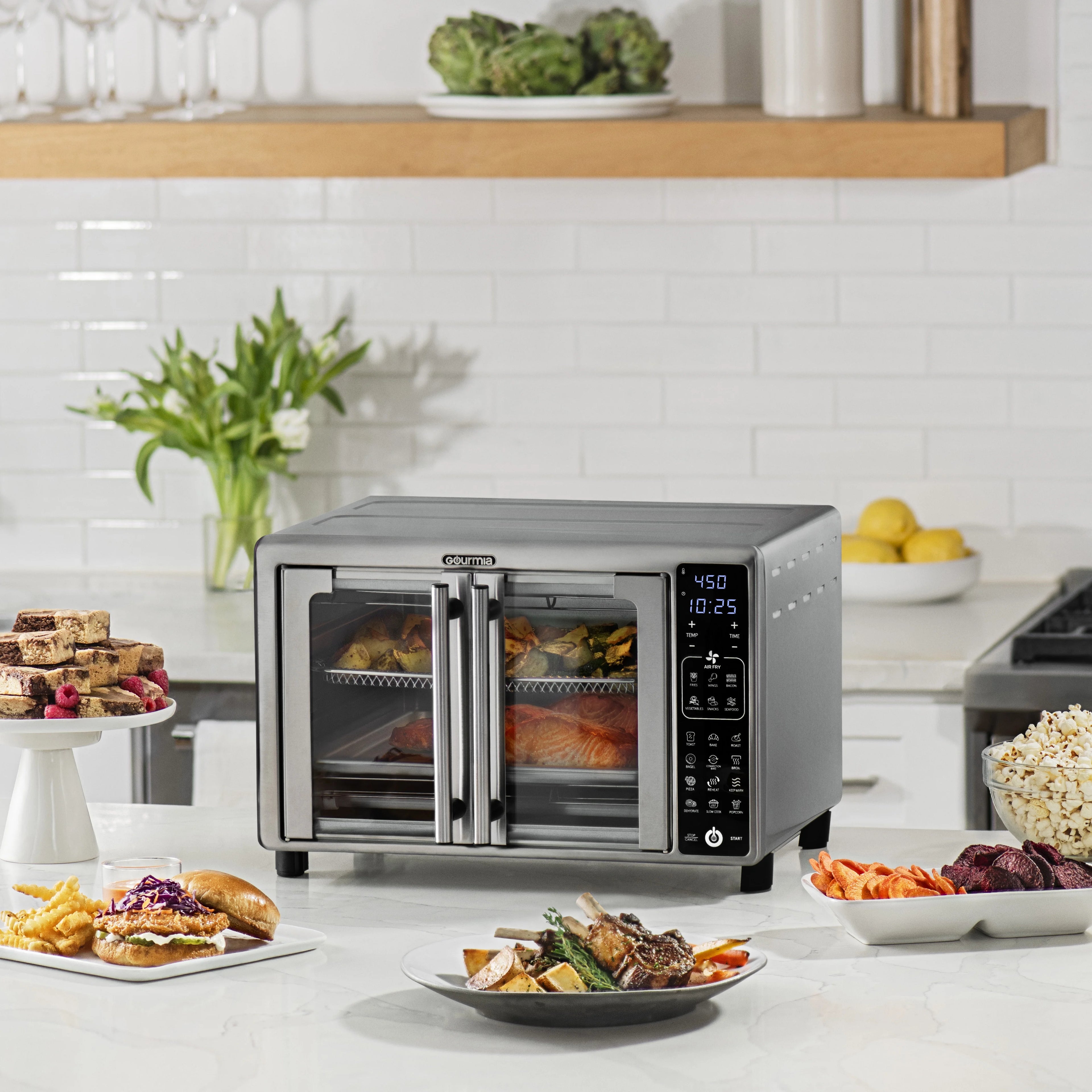 Gourmia 6-Slice Digital Toaster Oven Air Fryer with 19 One-Touch Presets, Stainless Steel Z498948