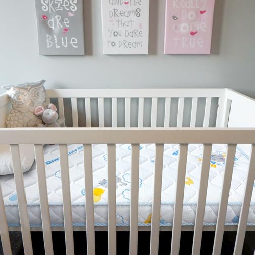 Premium Crib & Toddler Mattress, 100% Knitted Fabric, Hypoallergenic, 5" Thick, Fits Standard Cribs W252468