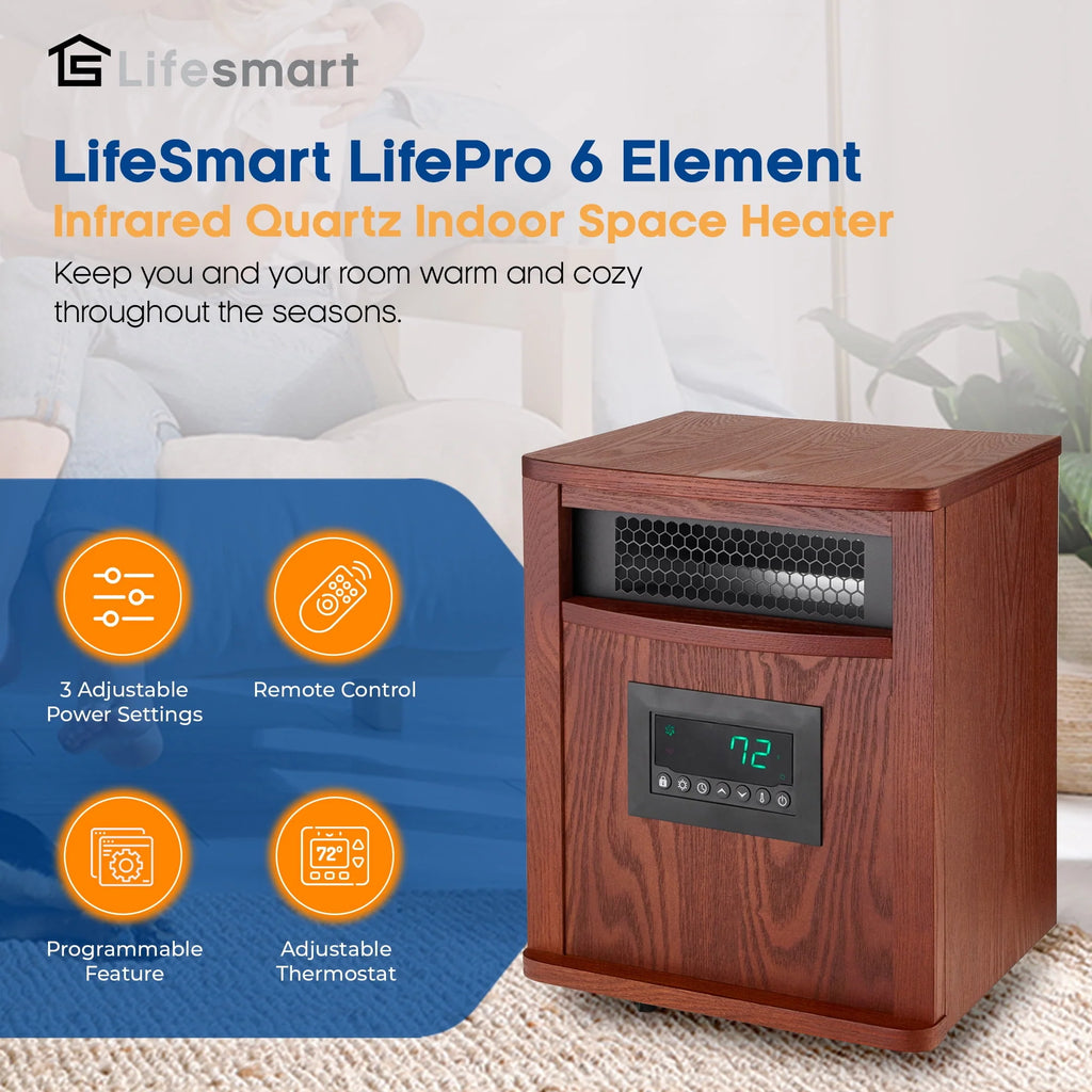 LifeSmart LifePro 6 Element 1500W Infrared Quartz Heater M4657