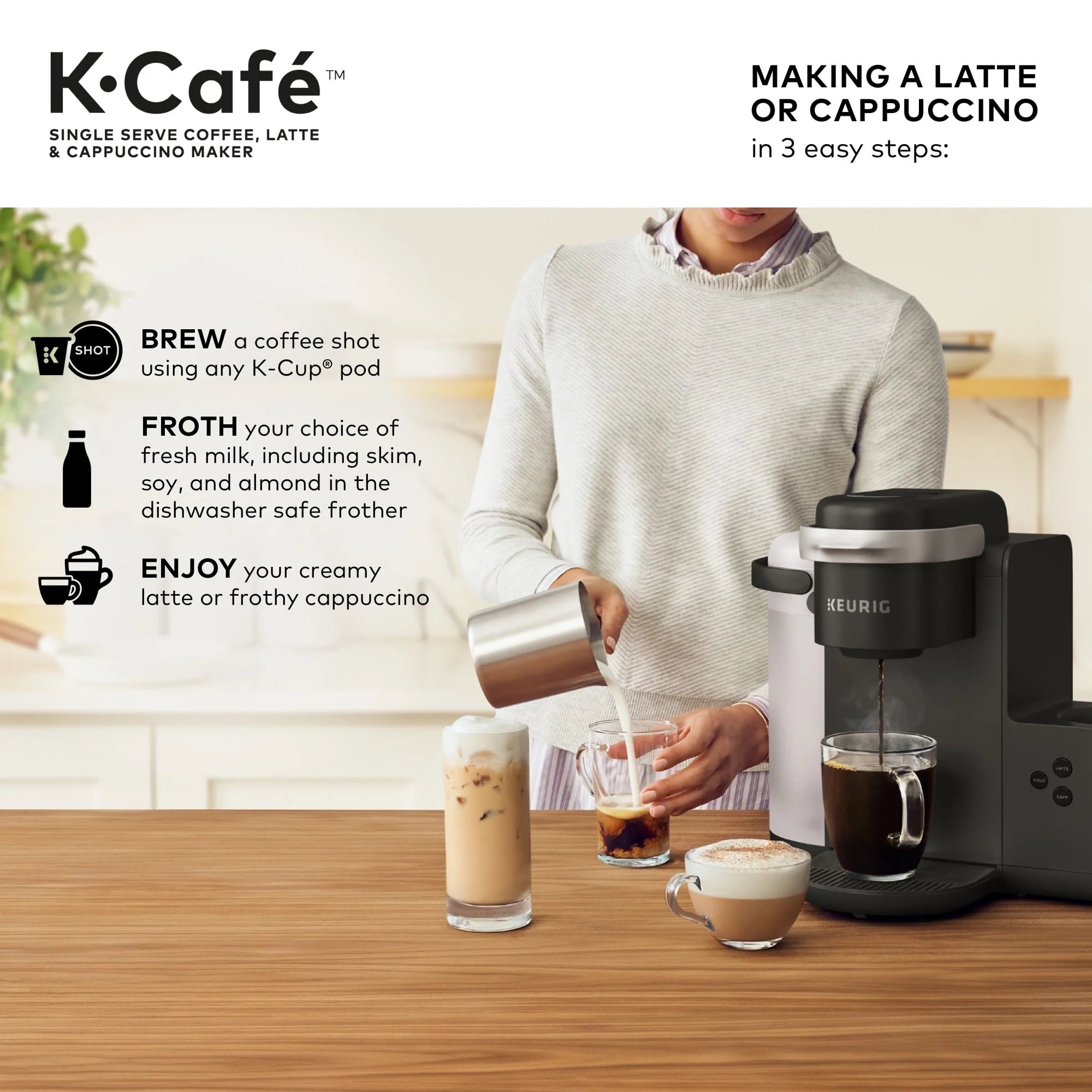 Keurig K-Cafe Single Serve K-Cup Coffee, Latte and Cappuccino Maker, Dark Charcoal G39691