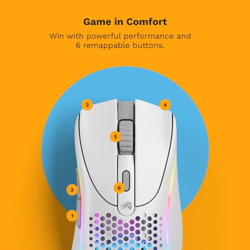 Glorious Gaming Model D 2 Wireless Ergonomic Mouse, 66g, White V612