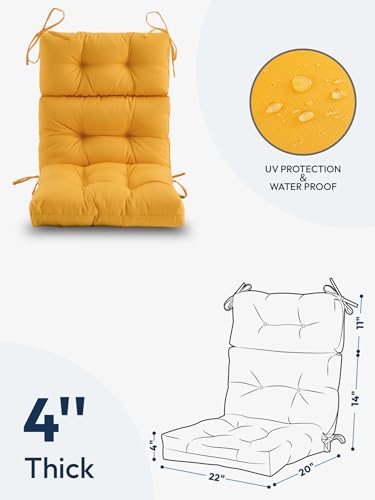 Outdoor High Back Chair Cushion Water Resistant Tufted with Ties Purple P961