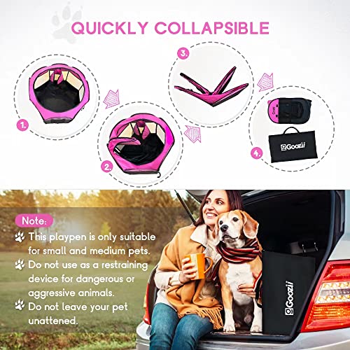 Portable Dog Playpen for Small Dogs Indoor Outdoor, Collapsible with Roof Cover, Green C304366