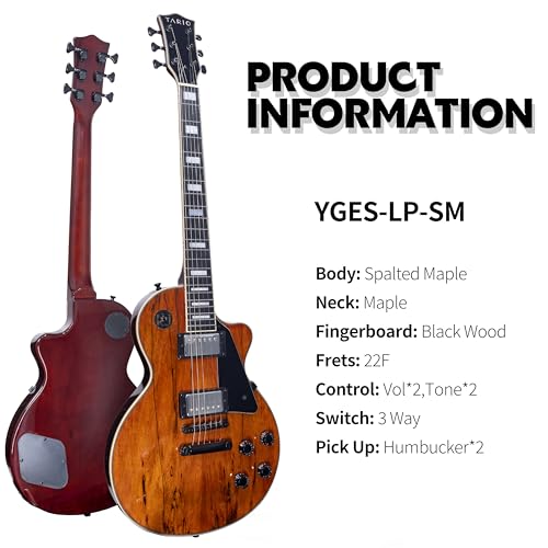 TARIO Electric Guitar Semi Hollowbody Quilted Maple Top with Bag K35033