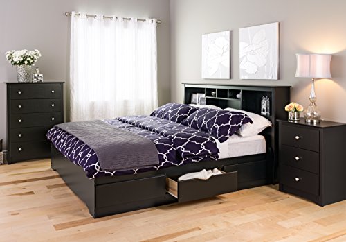 Prepac Sonoma Tall Nightstand with 3 Drawers, Black Q28004