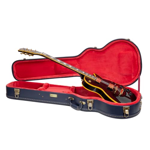 Crossrock Relief Series 335 Guitar Case for ES-335 & Semi-Hollow Electric Guitars, Carved Smoke Blue Finish S516
