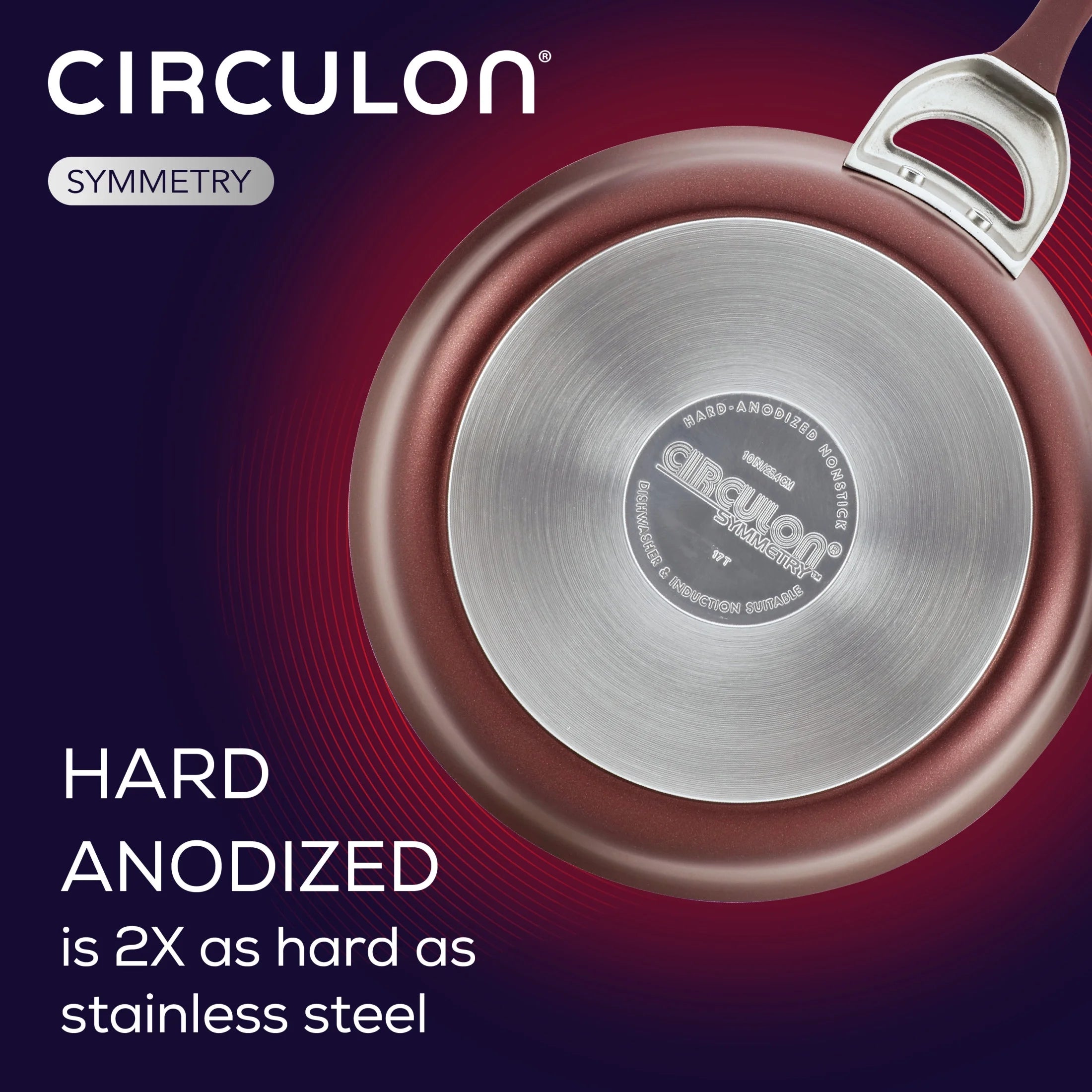 Circulon Symmetry 10" and 12" Hard-Anodized Nonstick Fry Pan Set, Merlot M5479