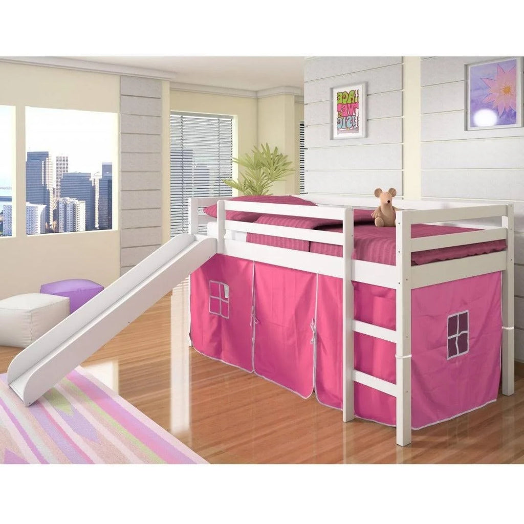 Donco Kids Twin Loft Tent Bed with Slide, Light Espresso Y977