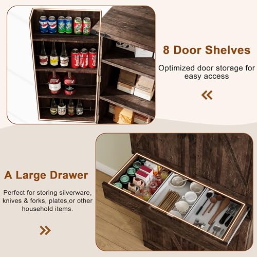 72" Tall Storage Cabinet with Adjustable Shelves & Steel Frame, Dark Grey F5479