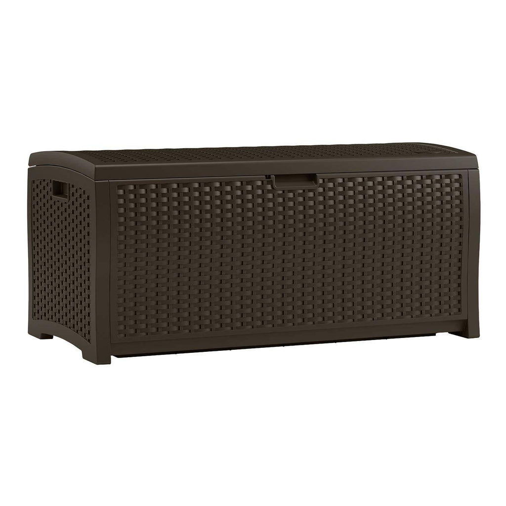 Suncast Dbw7300 Mocha Wicker Resin Deck Box 73-Gallon