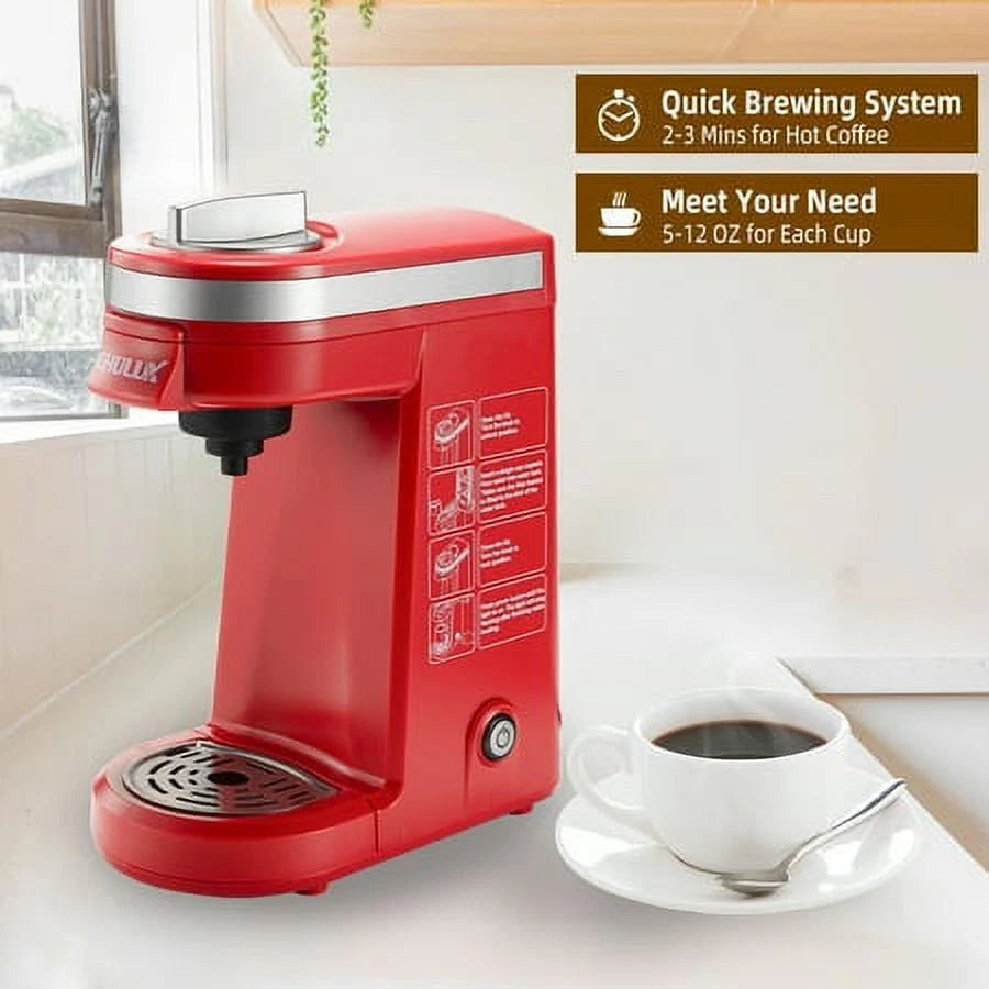 CHULUX Mini Single Serve Coffee Maker for K Pod & Ground Coffee U7469