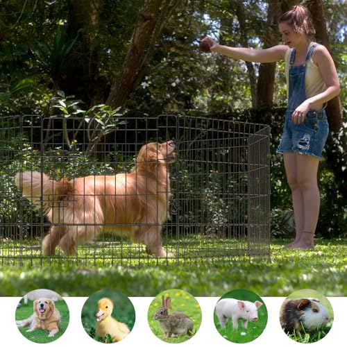 Artmeer Pet Playpen 8 Panels 24 Inch Foldable Dog Fence Kennel, Black N172167